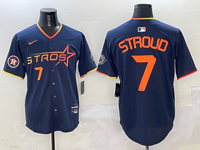 Men Houston Astros #7 Stroud Blue three generations Joint Name Nike 2025 MLB Jersey style 6->houston astros->MLB Jersey